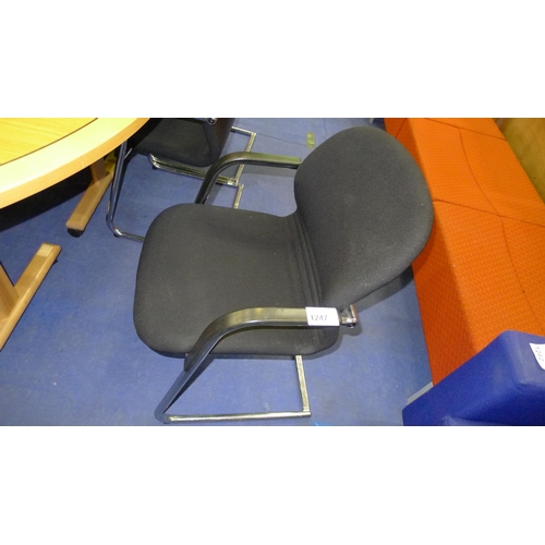 1247 - 8 black upholstered chrome framed cantilever chairs