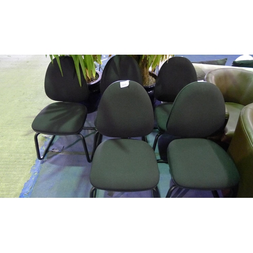 1255 - 5 black upholstered cantilever chairs