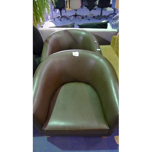 1256 - 2 brown upholstered tub type chairs