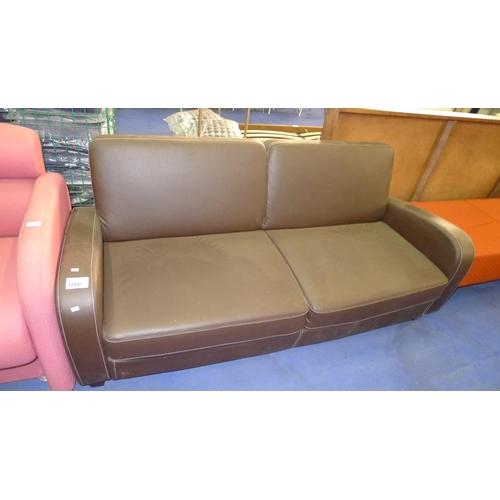 1260 - 1 Brown upholstered 3 person sofa