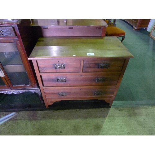 792 - An Edwardian mahogany bedroom chest of 2 short and 2 long drawers