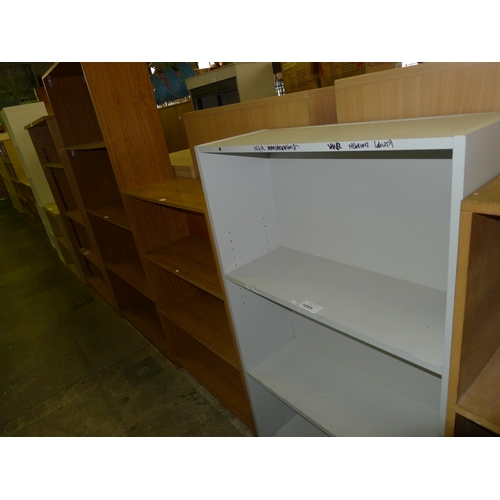 1095 - 3 open front shelf units - 1 x grey & 2 x wood effect