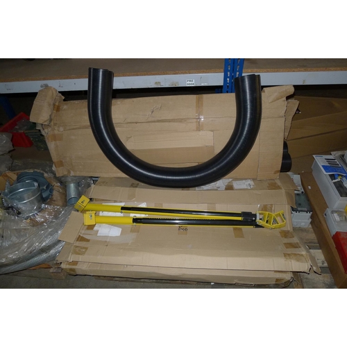 2077 - 1 pallet containing a quantity of ladder safety devices and several lengths of black plastic flexibl... 