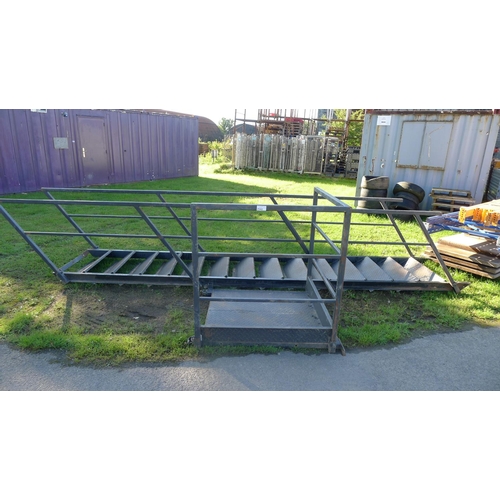 2542 - 1 metal staircase and platform / landing to suit 2 stacked containers