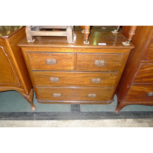 729 - A Victorian mahogany bedroom chest of 2 short and 2 long drawers with drop handles