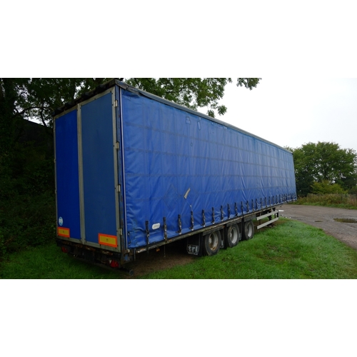 2592 - Hi Cube Curtainside Artic trailer by Montracon, Tri-axle. 1997. 36,000 kgs Blue.