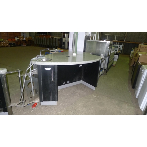 1678 - 1 large mobile two piece shop counter & prep unit comes fitted with cupboards,  shelves,  a small ha... 