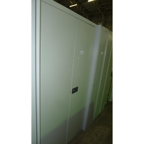 1063 - 1 grey metal 2 door storage cabinet by Bisley approx 6 ft  by 3 ft