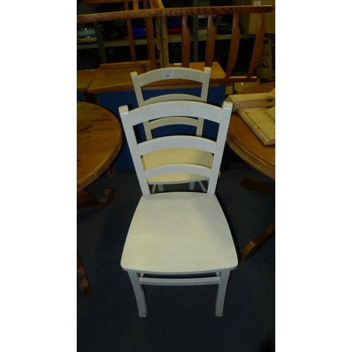 102 - 2 light painted ladder back dining chairs