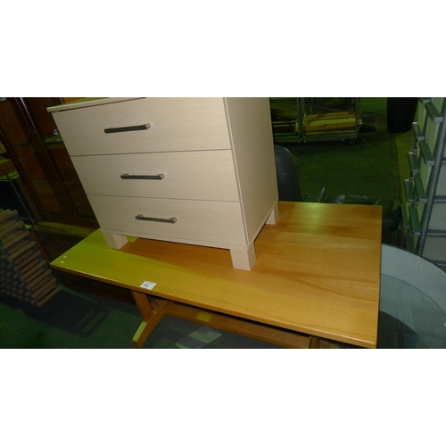 114 - 1 dining table & 1 wood effect chest of drawers