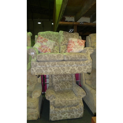 123 - 1 floral upholstered two person sofa & 1 matching arm chair