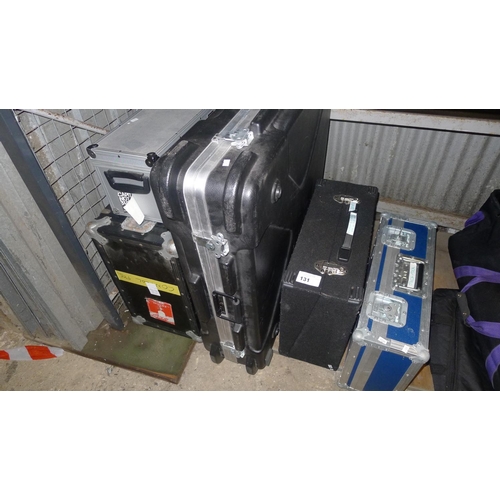 131 - A quantity of various flight cases  contents of half a shelf