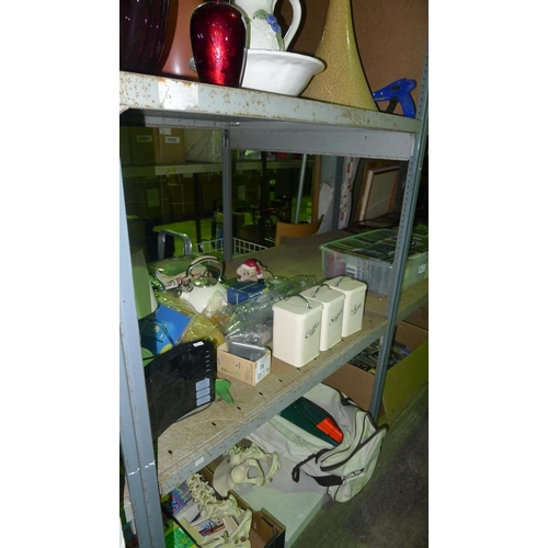 78 - A quantity of various items including vases, a kettle, a table lamp, a remote control boat (not know... 