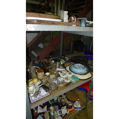 83 - A quantity of various items including crockery, ornaments, vases etc. Contents of one bay / 3 shelve... 