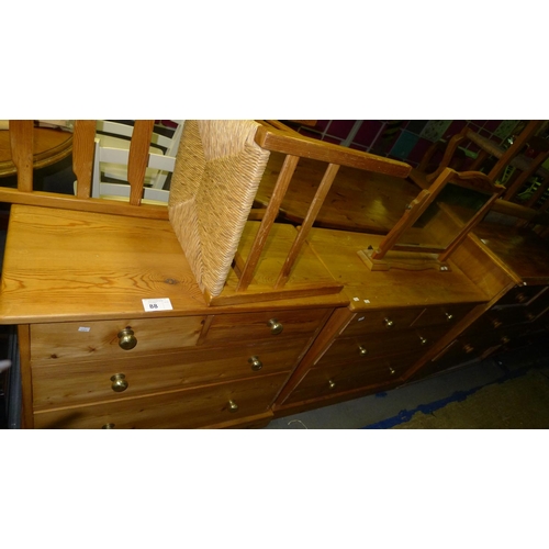 88 - 2 pine chest of drawers, 1 mirror and 1 chair