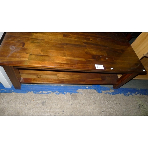 91 - 1 dark wood coffee table