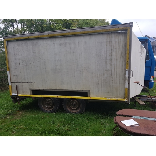 2573 - Catalogue Addition.....1 twin axle box trailer with rear roller shutter door, ring hitch fitted, bod... 