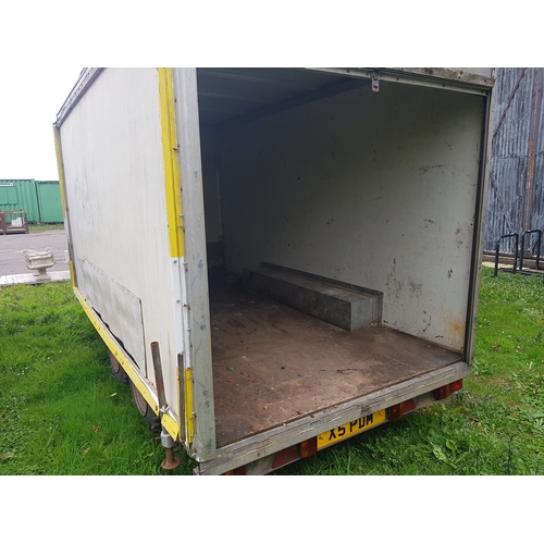 2573 - Catalogue Addition.....1 twin axle box trailer with rear roller shutter door, ring hitch fitted, bod... 