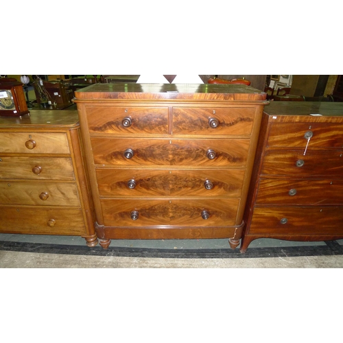 796 - Victorian mahogany chest of 2 short and 3 long drawers