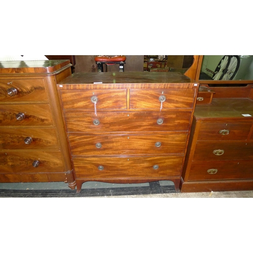 797 - A Victorian mahogany chest of 2 short and 3 long drawers