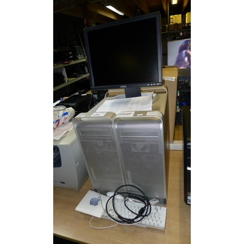 234 - One Apple Mac Pro PC model Powermac G5 A1047 with Apple keyboard model A1048, mouse, install discs, ... 