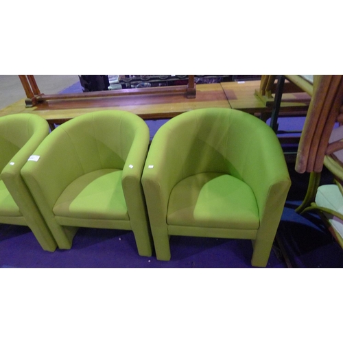 1247 - 2 light green upholstered tub type chairs