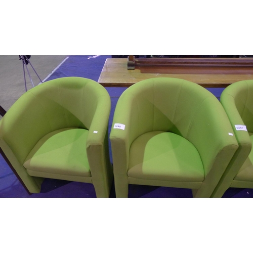 1248 - 2 light green upholstered tub type chairs