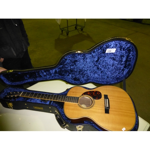 156 - 1 wooden acoustic guitar by Larrivee, comes with Larrivee hard case, number inside the guitar is: OM... 