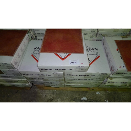 2068 - 9 boxes of Karndean vinyl floor tiles, type FB42 Terracotta, each box contains 36 vinyl tiles at 305... 