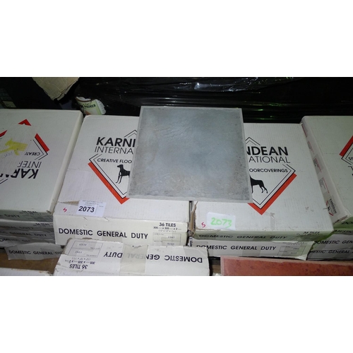 2073 - 10 boxes of Karndean vinyl floor tiles, type FB49 grey, each box contains 36 vinyl tiles at 305mm x ... 