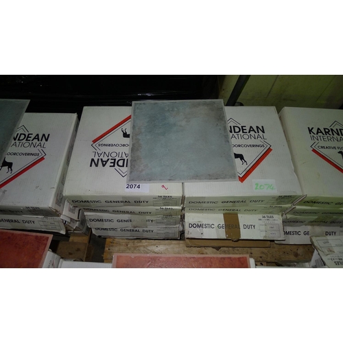 2074 - 10 boxes of Karndean vinyl floor tiles, type FB49 grey, each box contains 36 vinyl tiles at 305mm x ... 