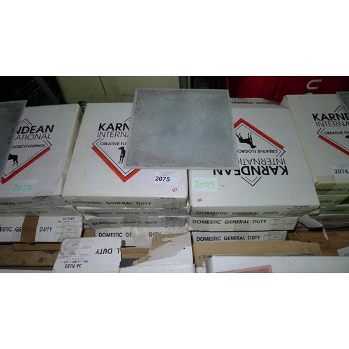 2075 - 10 boxes of Karndean vinyl floor tiles, type FB49 grey, each box contains 36 vinyl tiles at 305mm x ... 