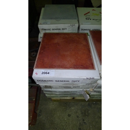 2064 - 5 boxes of Karndean vinyl floor tiles, type FB42 Terracotta, each box contains 36 vinyl tiles at 305... 