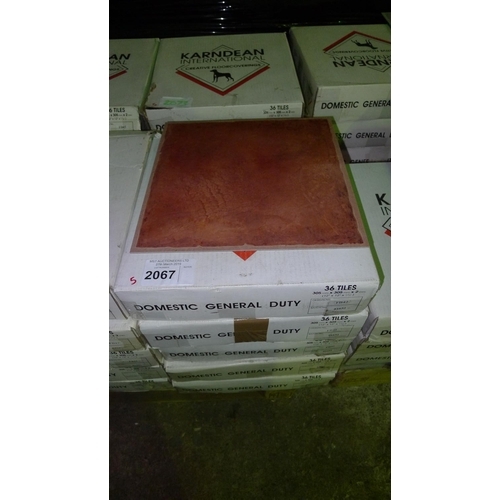 2067 - 5 boxes of Karndean vinyl floor tiles, type FB42 Terracotta, each box contains 36 vinyl tiles at 305... 