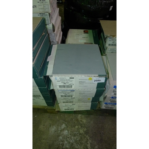 2080 - 4 boxes of vinyl floor tiles by Marleyflex type MW847L dark grey, each box contains 40 tiles at 30cm... 