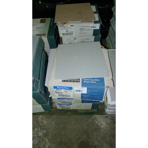 2081 - 3 boxes of vinyl floor tiles by Marleyflex type MW857K mid grey, each box contains 50 tiles at 30cm ... 