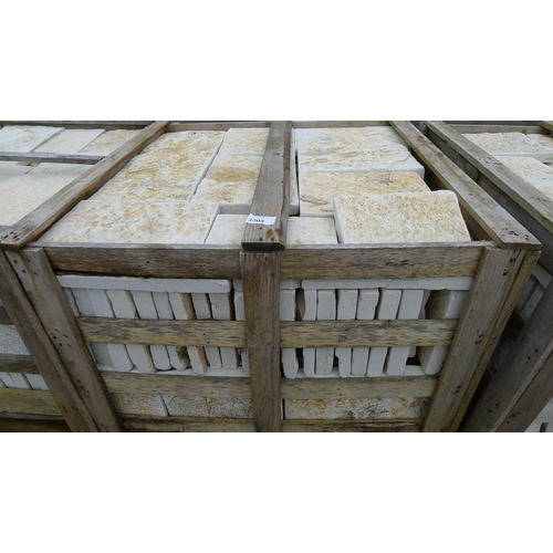 3304 - 1 wooden crate containing a quantity of various size limestone floor tiles - contains approx 18-20 s... 