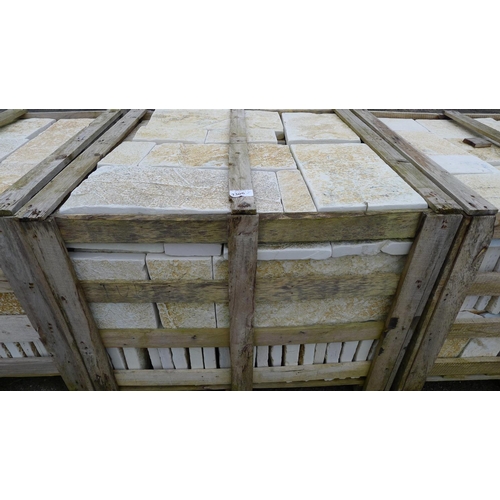 3306 - 1 wooden crate containing a quantity of various size limestone floor tiles - contains approx 18-20 s... 