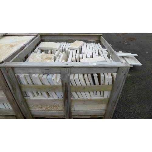 3309 - 1 wooden crate containing a quantity of various size limestone floor tiles - contains approx 18-20 s... 