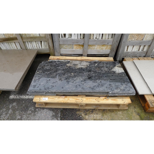 3313 - 1 pallet containing 2 pieces of dark coloured polished stone kitchen worktop with moulded front edge... 