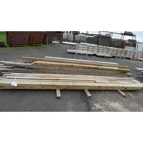 3332 - A quantity of various wood including tongue / groove, batten, 95mm x 45mm etc, lengths vary but long... 