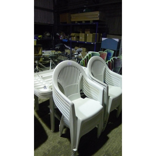 70 - 2 white plastic garden tables & 17 chairs