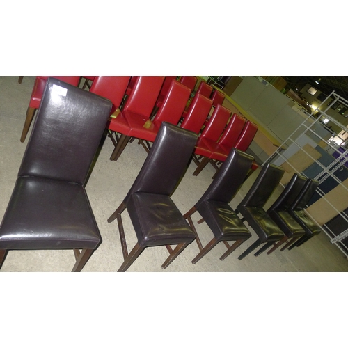 1689 - 6 brown upholstered dining chairs