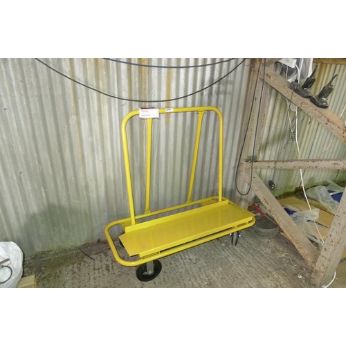 2069 - One yellow painted metal board / sheet material moving trolley (SP013864)