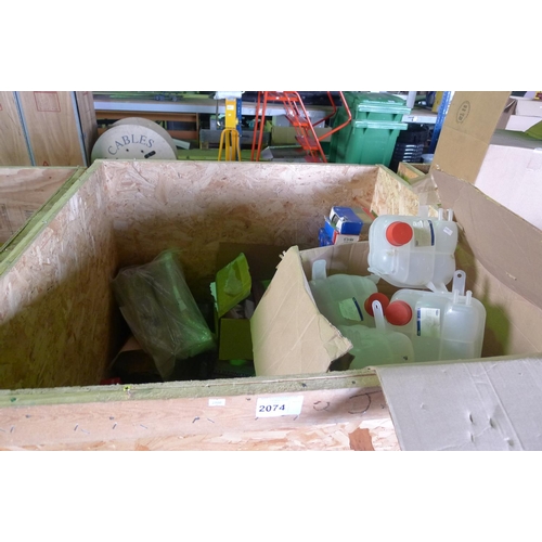 2074 - 1 wooden crate containing a quantity of various unused plant spares including SKF bearings, header t... 