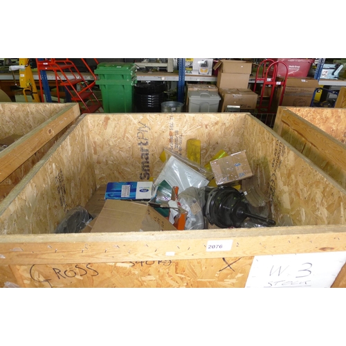 2076 - 1 wooden crate containing a quantity of various unused plant spares including Kalmar forklift spares... 