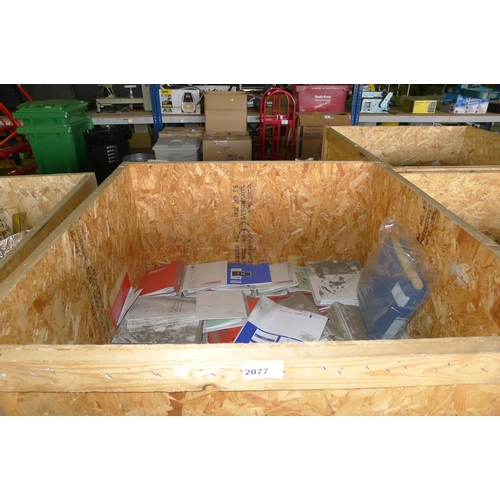 2077 - 1 wooden crate containing a quantity of various plant manuals, parts catalogues etc. Wooden crate is... 