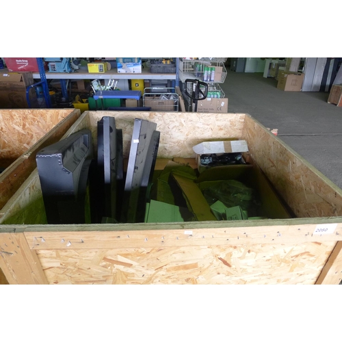 2080 - 1 wooden crate containing a quantity of various unused plant spares including 4 Leyland crown wheel ... 