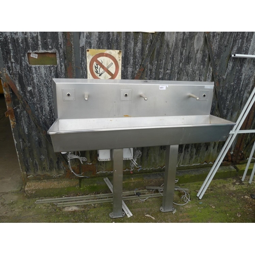 3261 - 1 stainless steel factory / workshop wide (3 person) hand washing station