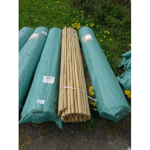 3277 - 3 x white bamboo garden screens / panels